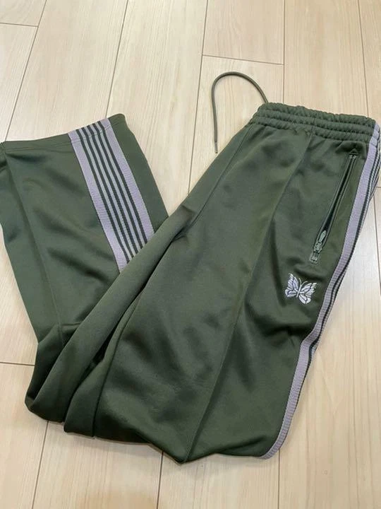 NEEDLES Track Pants Straight Olive Size-S Used from Japan F/S