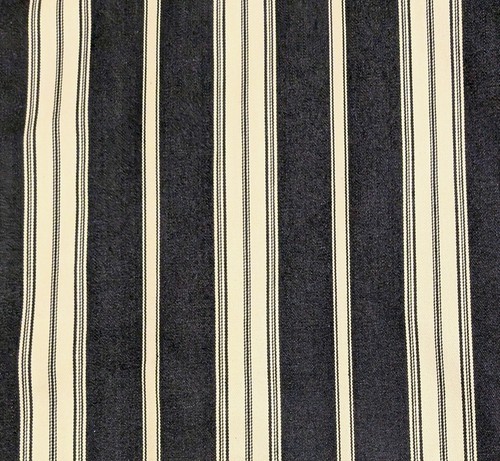 Ralph Lauren "Waterline" Black/French Vanilla Creme Striped Cotton Fabric- 5 YDS - Picture 3 of 5