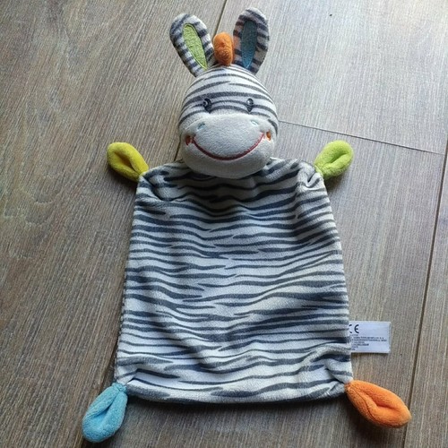 Doudou plat Zébre rayé noir
