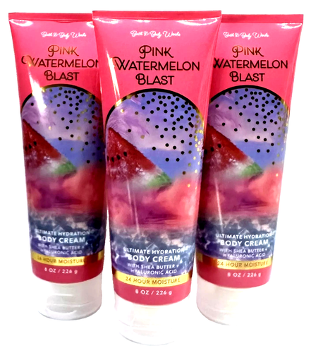 Bath & Body Works PINK WATERMELON BLAST Body Cream 8oz Lot of 3 NEW GIFTED