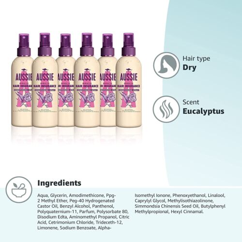 Aussie Miracle Hair Insurance Conditioner Detangler Spray, 6 x 250ml - Picture 10 of 10