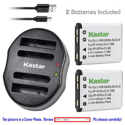Kastar ENEL10 Battery Charger for Nikon Coolpix S60 S80 S200 S220 S230 S500 S510