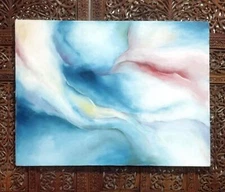 Abstract Painting Oil on Canvas Original Wall Art Vintage 18"x12"