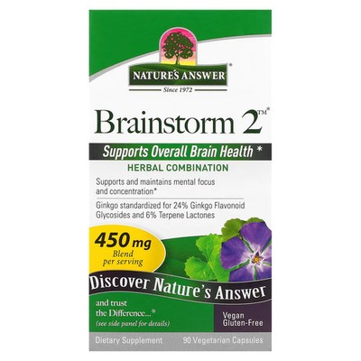 2 X Nature's Answer, Brainstorm 2, Herbal Combination, 450 mg, 90 Vegetarian Cap