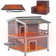 Heated Insulated Outdoor Cat House with Heater for Winter
