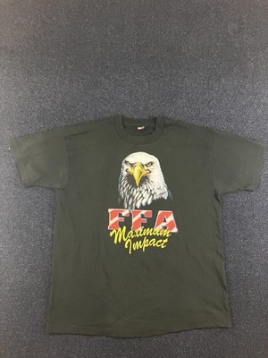 Vintage FFA Maximum Impact Shirt Mens XL Black Eagle Graphic Fruit Loom 90s