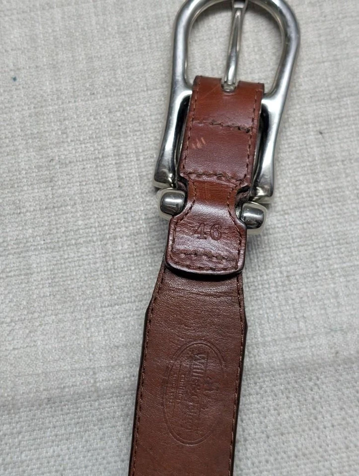 vintage WILLIS & GEIGER brown BRAIDED buckle belt 46 leather WESTERN ranger - Image 4 of 4