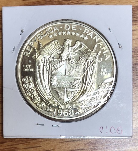 Moneda de plata a prueba de gemas escasas Balboa 1968 Panamá plata 1 km # 27 - vintage = 23.000 - Imagen 4 de 4