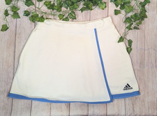 Adidas Skirt Women's Golf Tennis Pickleball White Blue Skirt Pockets Stretch MED