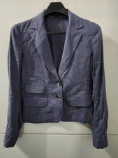 Theory Jacket Womens 10 Blue Blazer Linen Ble...