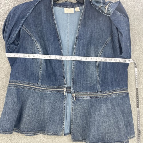 Chaqueta Chicos Mujer XXL Azul Denim Cremallera Recortada Peplum Manga Larga Western - Imagen 3 de 12