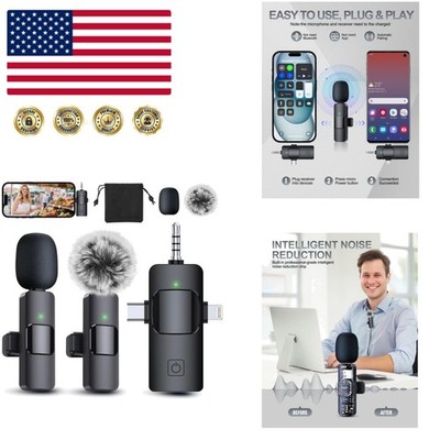 Professional Dual Wireless Lavalier Microphone with Noise Reduction for Creators