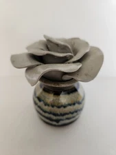 Signed Studio Art Pottery Rose Bud Vase