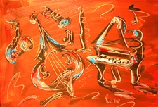 JAZZ MUSIC  PAINTING Impasto  Abstract   CANVAS ORIGINAL FI8R8FDW