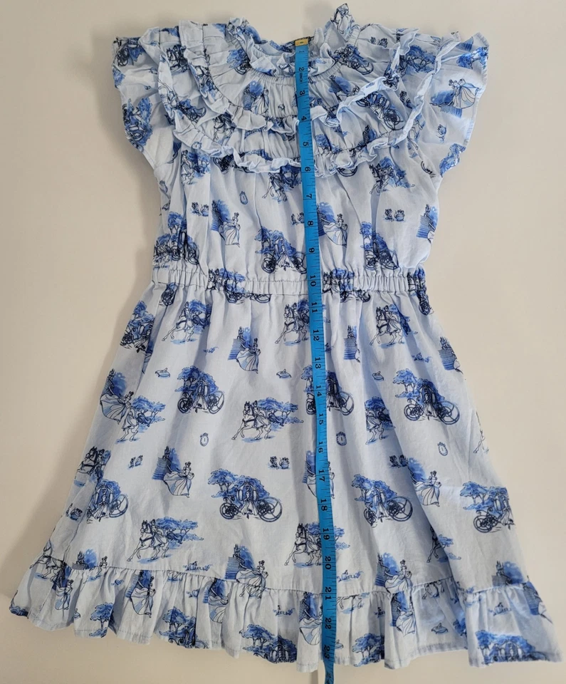 Janie And Jack 迪士尼灰姑娘礼服 5 码蓝色褶皱城堡马车 — 第 3/4 张图片