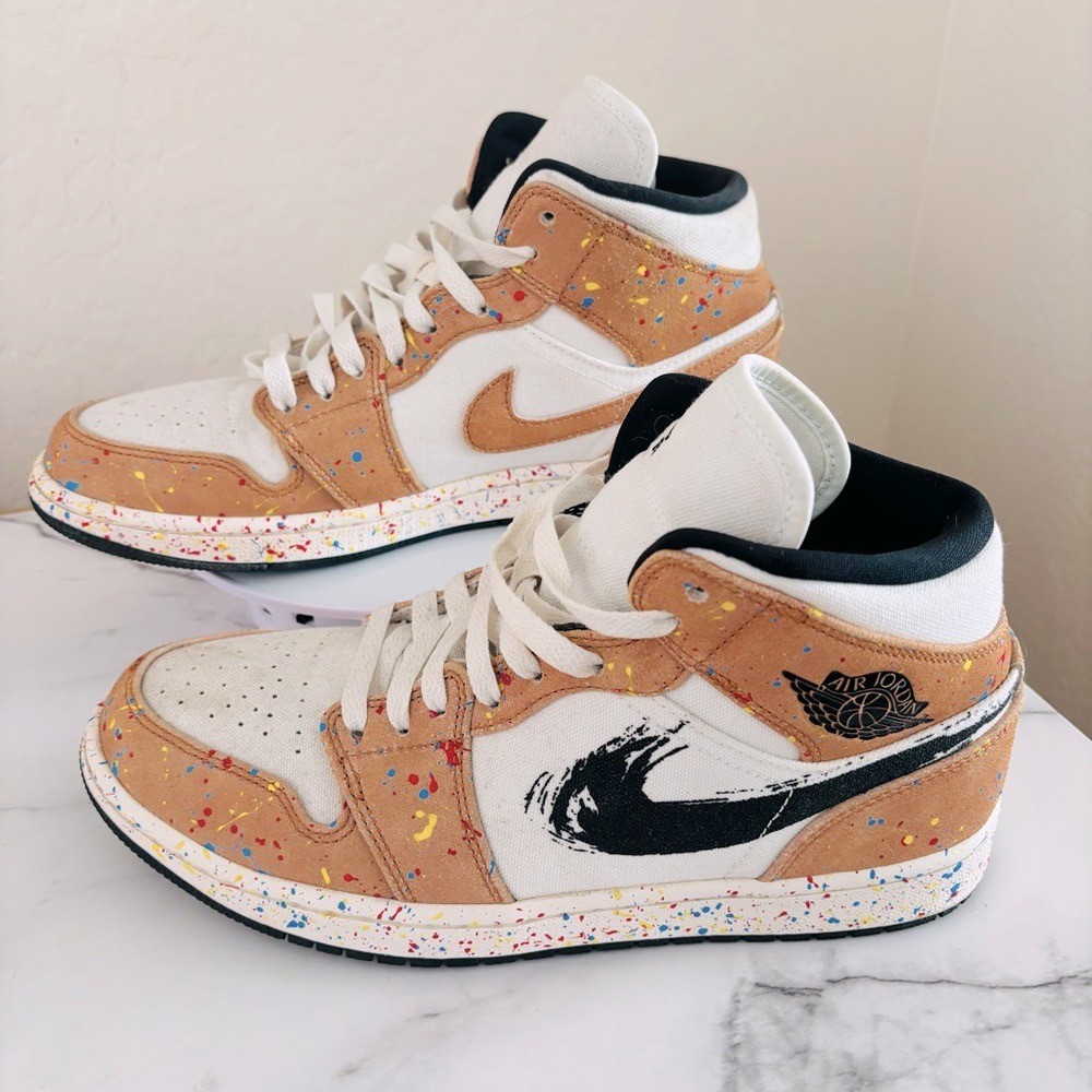 Nike Air Jordan 1 Mid SE “Brushstroke Paint Splatter” Men’s Size 9. Jordan 1 Mid SE  main image 4
