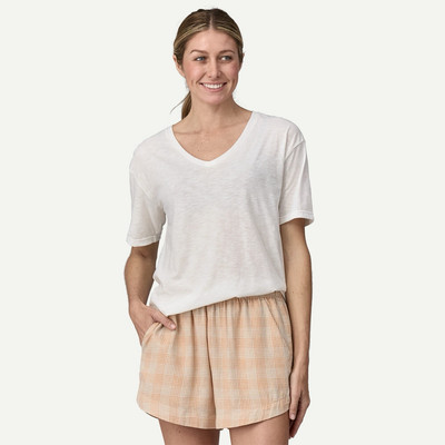 Patagonia Damen V-Neck Mainstay Kurzarm Top In Weiß Größe S