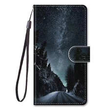 Night Road Wallet Phone Case For Samsung iPhone Xiaomi OPPO Redmi Realme Moto
