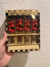 Vintage Mary Engelbreit Set Of Four Canape Knives Cherries #506 New In Box