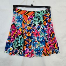 Express Women's Vintage Colorful Floral Geometric Pleated A-line 90s Skirt Small