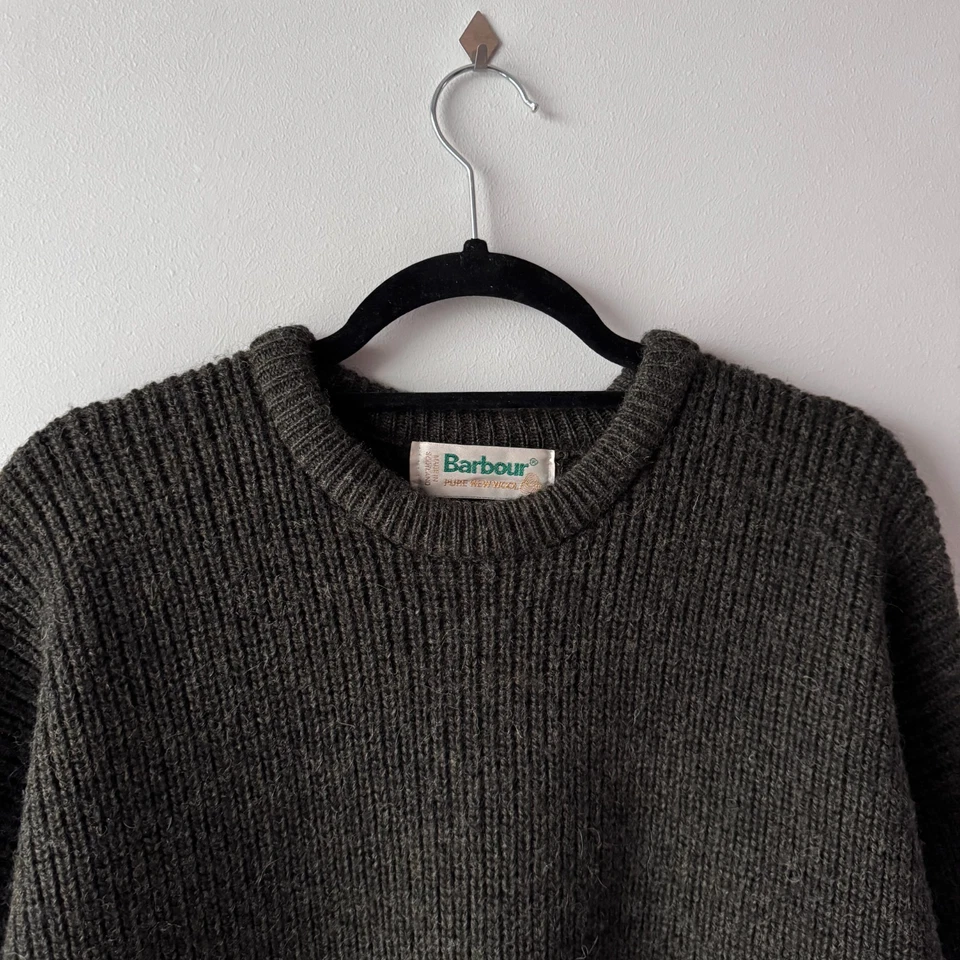 Suéter Barbour Vintage Tejido Lana Exterior Caqui Sudadera Para Hombre Mediana Foto 3 de 4