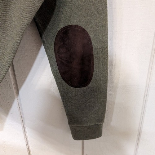 Polo Ralph Lauren Quarter Zip Pullover Elbow Patches Green Cotton Mens M - 第 9/9 張圖片