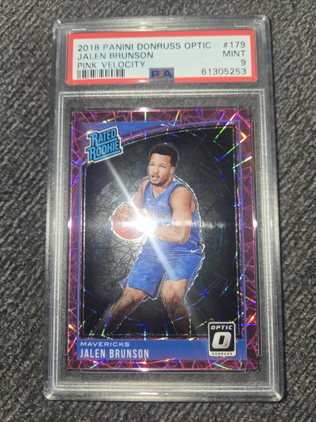 2018-19 Panini Donruss Optic Jalen Brunson #179 Pink Velocity Prizm /79 PSA 9!