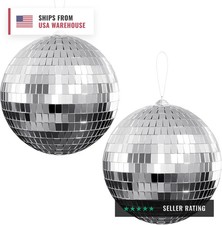 Disco Ball 4" Inch 2-Pack,Silver Hanging Ball with Attached String for Ring,Refl