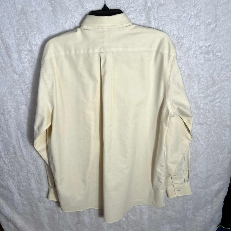 Camisa de vestir LL Bean Oxford para hombre 16-35 amarilla resistente a las arrugas con botones  Foto 2 de 4
