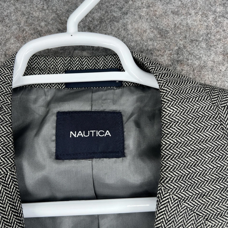 Blazer Nautica Hombres 44R Gris Espiga Lana de Cordero Abrigo Deportivo Dos Botones Negocios Foto 3 de 4