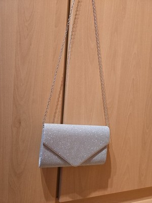 Damentasche Clutch silber glitzer
