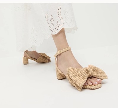 Loeffler Randall Carmen Natural Bow Sandal 7 Resort Ware