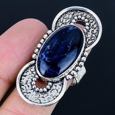 Classic Sodalite Gemstone Handmade 925 Sterling Silver Jewelry Ring Size 9