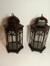 2-Metal Candle Holder Lantern Medium Size for Home Decor 11" Tall