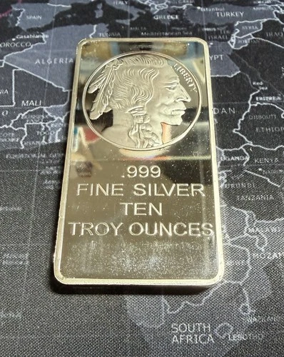 10oz Buffalo / Indian Head Design 999 Pure Silver Bar Unsealed