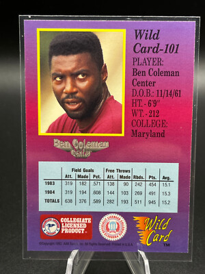 1992 Wild Card 1st Edition Basketball Cards Ben Coleman Center