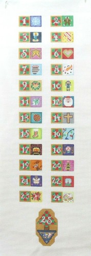 a. Bradley Advent Calendar Ornament Handpainted HP Needlepoint Canvas