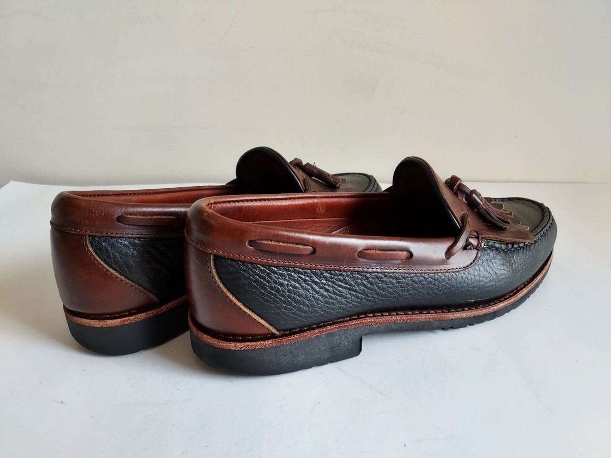 Allen Edmonds Nashua Black/Brown Leather Men US 9 D Shawl & Tassel Loafer Shoes‎ Allen Edmonds Nashua Black/Brown Leather US 8.5 D Shawl  main image 3