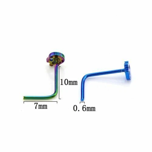 Lote de 6 piezas de anillos de acero inoxidable L nuevos cómodos nariz pasador cristal acero 2 mm en forma de 18G Foto 3 de 4