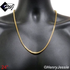 24"MEN Stainless Steel 2mm Gold Plated Franco Cuban Curb Box Chain Necklace*N150