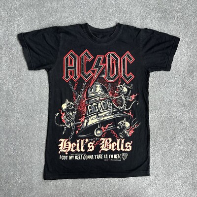 ACDC Herren Rock Band T-Shirt Kurzarm Gr. S Hell´s Bells Logo 27506 Schwarz
