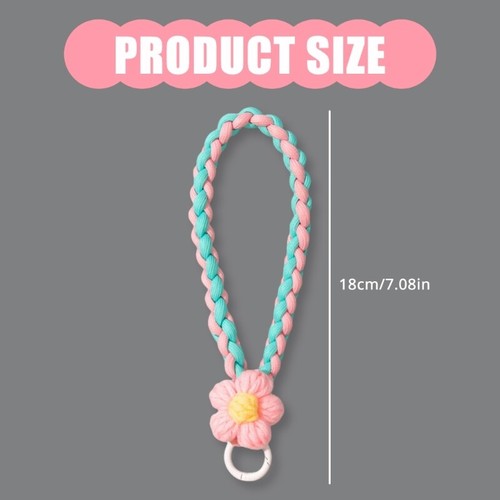 Fashionable Braided Keychain with Floral Charm Knot Rope Strap Keyring Accessory - 第 7/15 張圖片