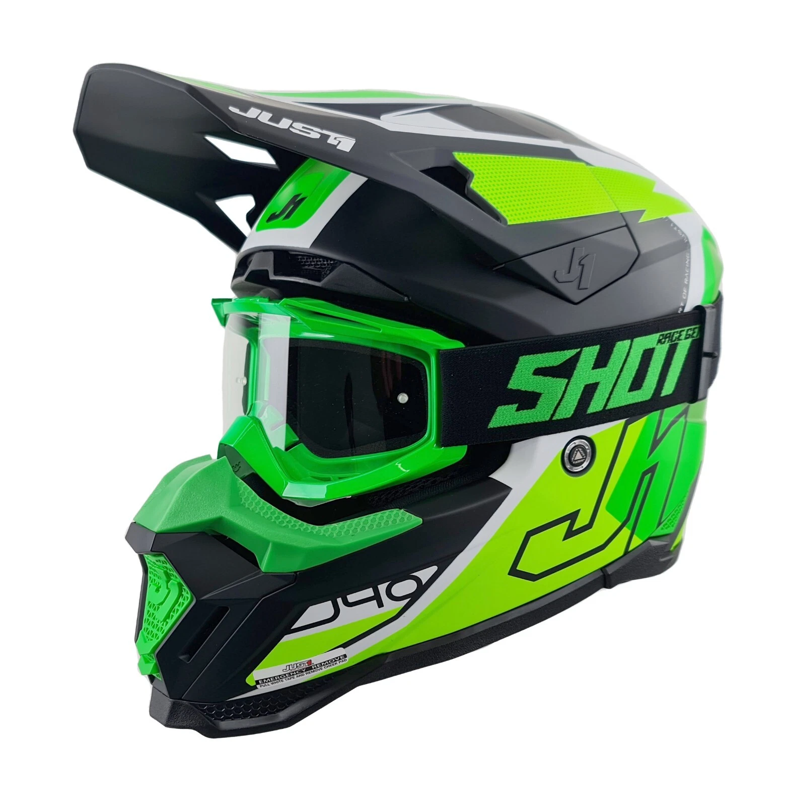 Just1 J40 Motocross Helmet Flash Neon Green Black ECE22.06 ACU