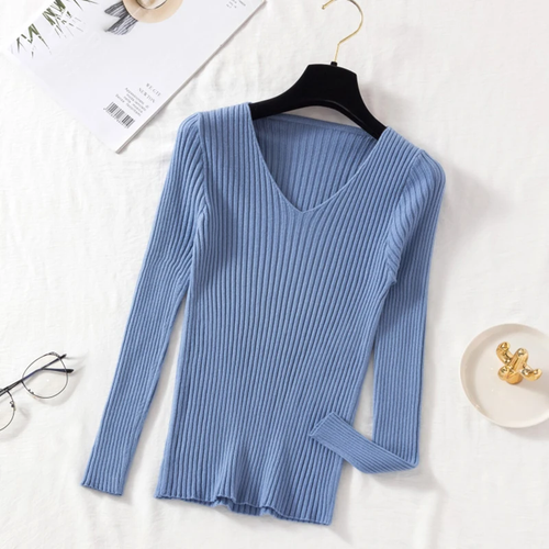 Casual Manica Lunga Maglia Scollo A V Maglione Autunno Inverno Indossare Per Da - Foto 5 di 22