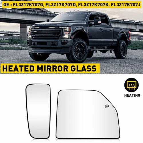 Front Passenger Side View Mirror Glass Heated Upper+Lower For 17-22 FORD F250 SD