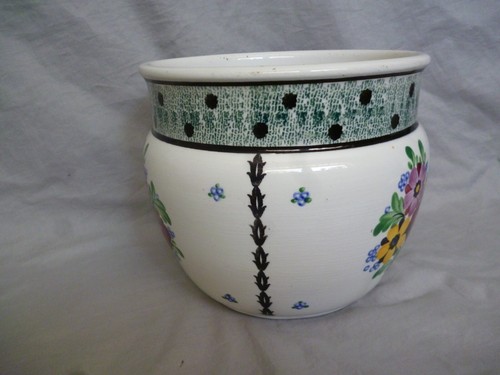 Villeroy & Boch V & B Art Deco Übertopf Blumentopf Cachepot handgemalt Blüten - Bild 2 von 8