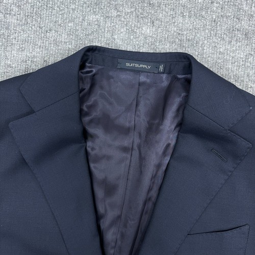 SUITSUPPLY Tuta Lazio Uomo 36 (Pantalone 32x28) Navy Slim 2 Pezzi Lana S110 Perenne - Foto 3 di 24