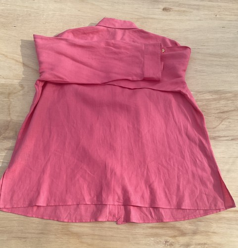 Chemise RALPH LAUREN manches longues lin boutonnée col décontracté femme rose taille 2x - Photo 2/6