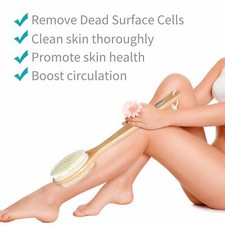 Premium Natural Bristle Wooden Bath Shower Body Back Dry Skin Brush Spa Scrubber