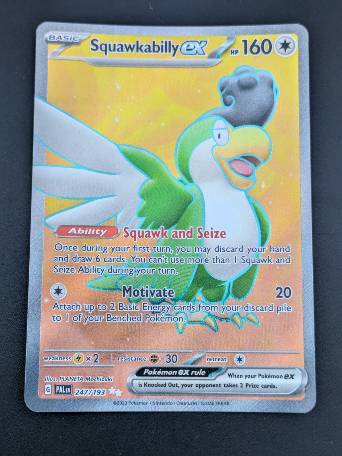 Squawkabilly ex Ultra Rare Full Art- Pokemon TCG - Paldea Evolved 247/193 - MINT
